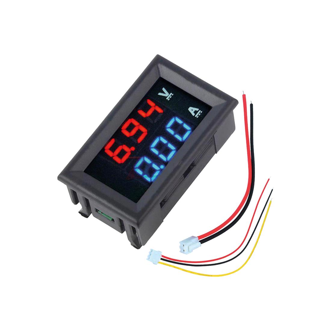  Voltímetro amperímetro digital, medidor de medición de amperaje  de voltaje multímetro con pantalla LED dual DC 0V-100V (50A) : Herramientas  y Mejoras del Hogar