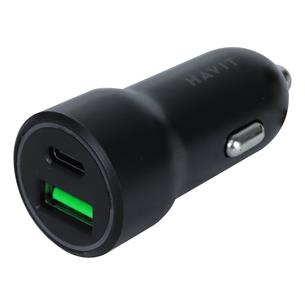 ADAPTADOR INTELIGENTE PARA CARRO PD20W+QC3.0 USB CARGA RAPIDA NEGRO