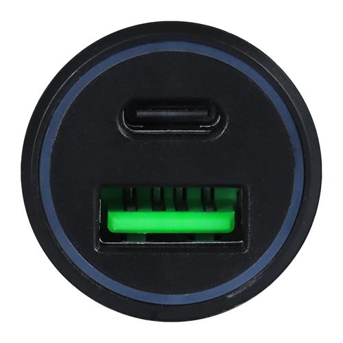 ADAPTADOR INTELIGENTE PARA CARRO PD20W+QC3.0 USB CARGA RAPIDA NEGRO
