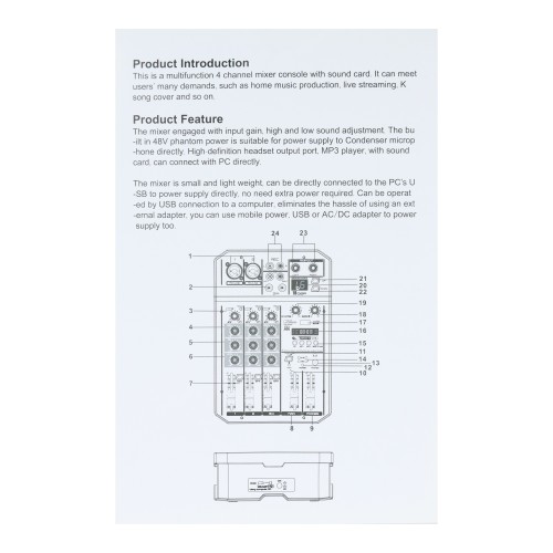 CONSOLA PASIVA PROF. 4 CH C/USB/BT/FX/PC LINK