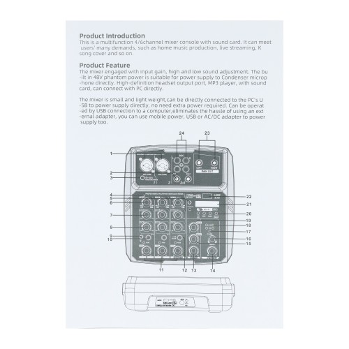 CONSOLA PASIVA 6 CANALES CON USB/BLUETOOTH/PC LINK/TRANSMISIONES