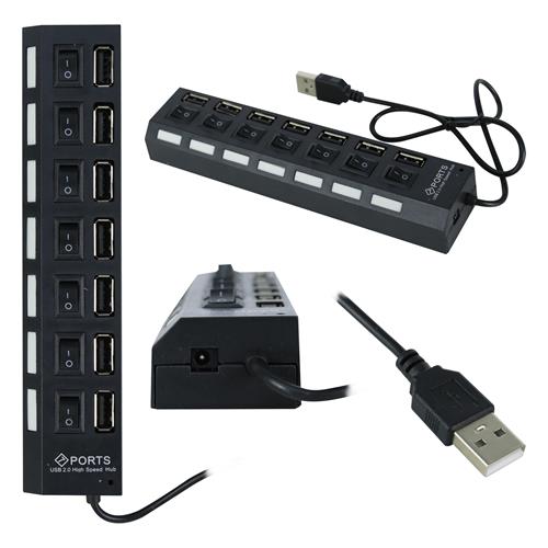 CONCENTRADOR USB HUB 7 PUERTOS CON SWITCH - DESC