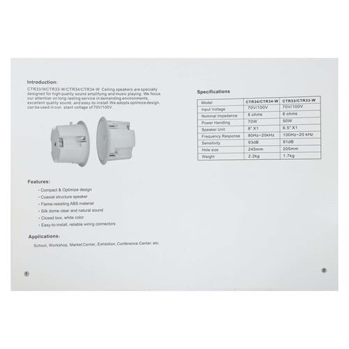 PARLANTE 6.5" PARA TUMBADO RESISTENTE AL FUEGO 100W PRO BLANCO