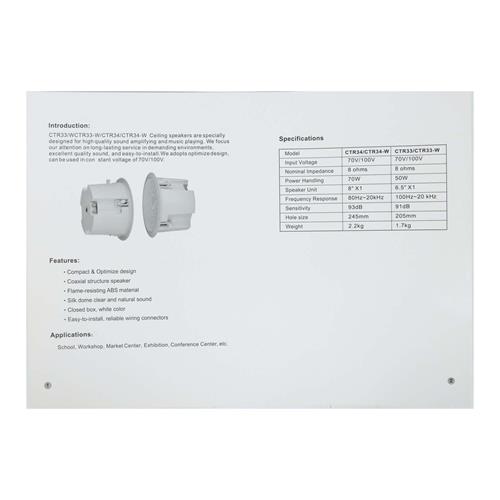 PARLANTE 8" PARA TUMBADO RESISTENTE AL FUEGO 140W PRO BLANCO