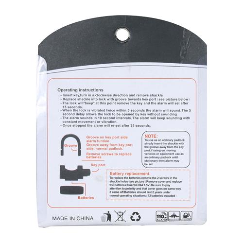 CANDADO DE SEGURIDAD CON ALARMA - CLA