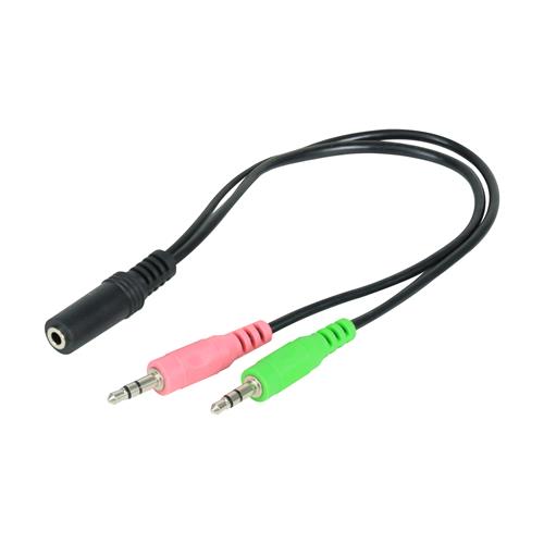 CABLE DIVISOR AUDIFONO/MICROFONO 1 JACK 3.5 X 2 PLUG 3.5 0.2M