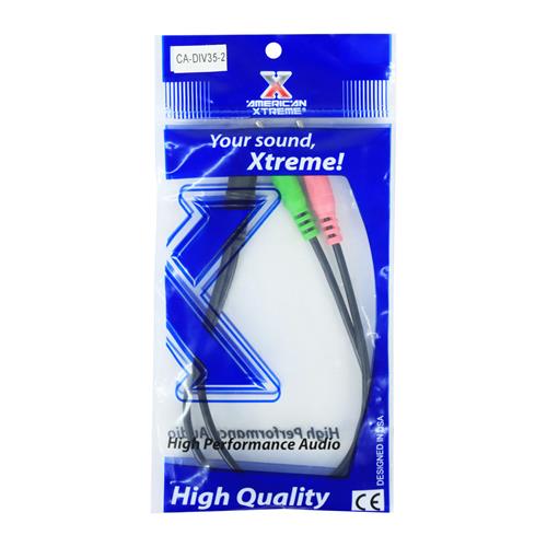 CABLE DIVISOR AUDIFONO/MICROFONO 1 JACK 3.5 X 2 PLUG 3.5 0.2M