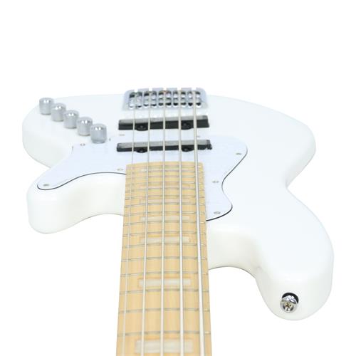 BAJO ELECTRICO 5 CUERDAS ELRICK NJS BLANCO CON ESTUCHE