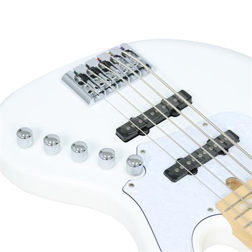 BAJO ELECTRICO 5 CUERDAS ELRICK NJS BLANCO CON ESTUCHE