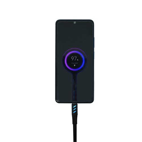CABLE TIPO C X TIPO C CON LUZ INDICADORA DE CARGA NEGRO 1MT