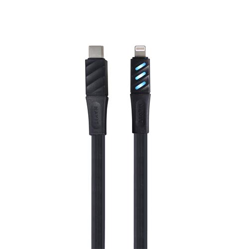 CABLE TIPO C X LIGHTNING  CON LUZ INDICADORA DE CARGA NEGRO 1MT