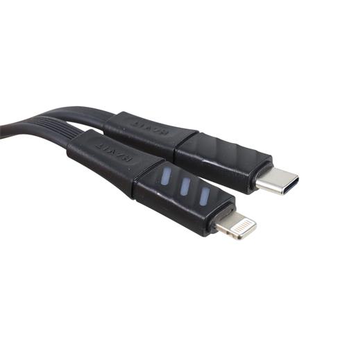 CABLE TIPO C X LIGHTNING  CON LUZ INDICADORA DE CARGA NEGRO 1MT