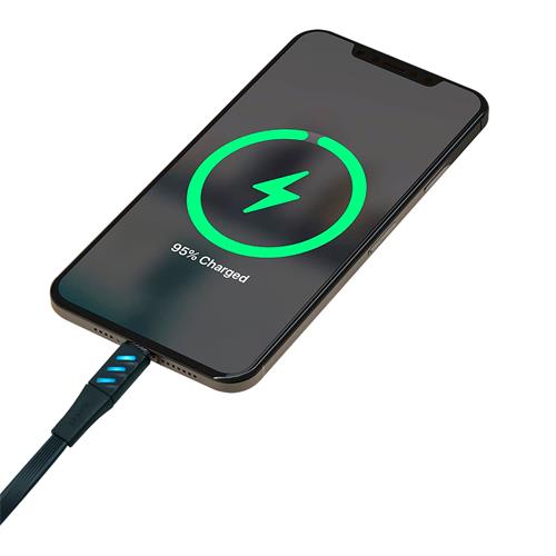 CABLE TIPO C X LIGHTNING  CON LUZ INDICADORA DE CARGA NEGRO 1MT