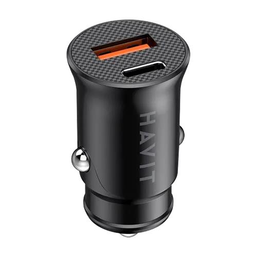 ADAPTADOR INTELIGENTE PARA CARRO PD20W+QC3.0 USB CARGA RAPIDA NEGRO