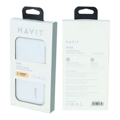 CARGADOR PORTATIL USB 10000MA BLANCO