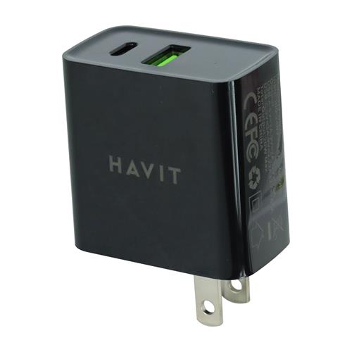 ADAPTADOR AC/DC INTELIGENTE PD20W+QC3.0 USB CARGA RAPIDA NEGRO