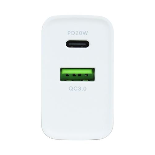 ADAPTADOR AC/DC INTELIGENTE PD20W+QC3.0 USB CARGA RAPIDA BLANCO