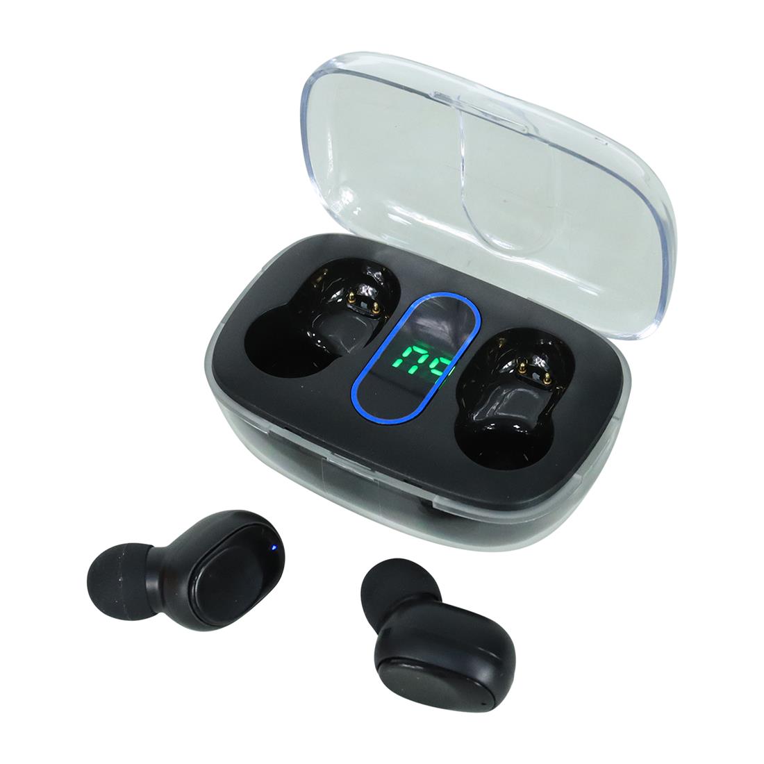  NC TWS - Auriculares Bluetooth 5.1 de 3500 mAh, caja de carga  inalámbrica, 9D, estéreo, deportivos, impermeables, con micrófono (negro-B)  : Electrónica