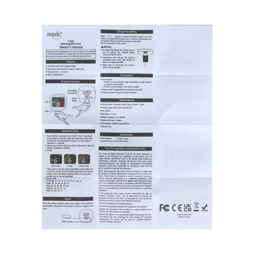 AFINADOR T-CLIP RECARGABLE PARA GUIT-BAJO-UKU