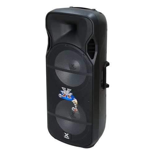 CAJA AMPLIFICADA DOBLE 15 PULG. 150.000W C/MIC/LUZ LED - DESC