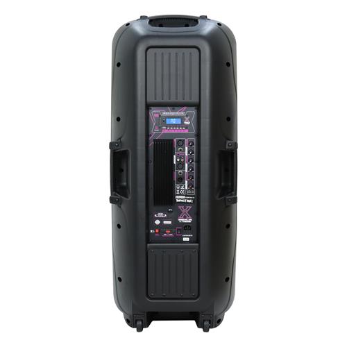 CAJA AMPLIFICADA DOBLE 15 PULG. 150.000W C/MIC/LUZ LED - DESC