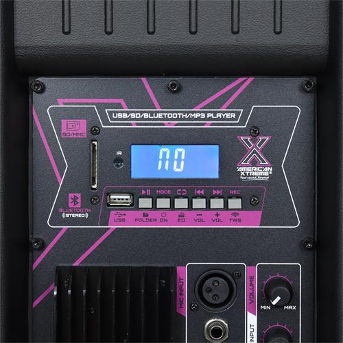 CAJA AMPLIFICADA DOBLE 15 PULG. 150.000W C/MIC/LUZ LED - DESC