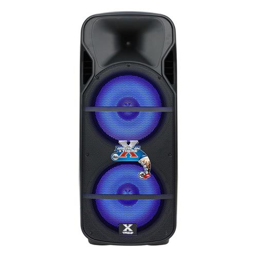 CAJA AMPLIFICADA DOBLE 15 PULG. 150.000W C/MIC/LUZ LED - DESC