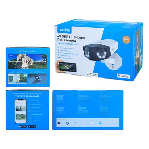 CAMARA IP DOBLE LENTE PANORAMICA 180 POE/IR/IP66 UHD 8MP/4K
