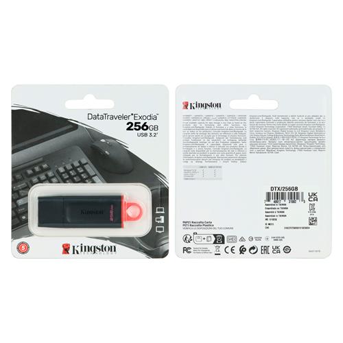 PEN DRIVE 256GB FLASH USB 3.2 DATATRAVELER EXODIA NEGRO - CLA