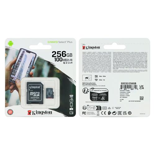 TARJETA MICRO SDXC 256GB CLASE 10 CON ADAPTADOR - CLA