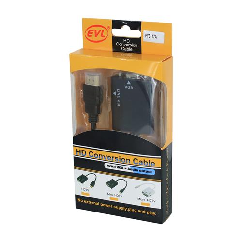 CONVERTIDOR HDMI A VGA/AUDIO C/CABLE - DESC