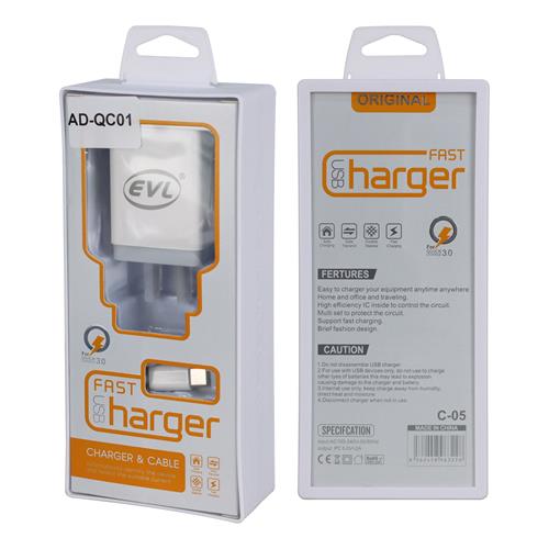 ADAPTADOR DE CORRIENTE FIJO 5V-2.4A C/CABLE USB X TIPO C