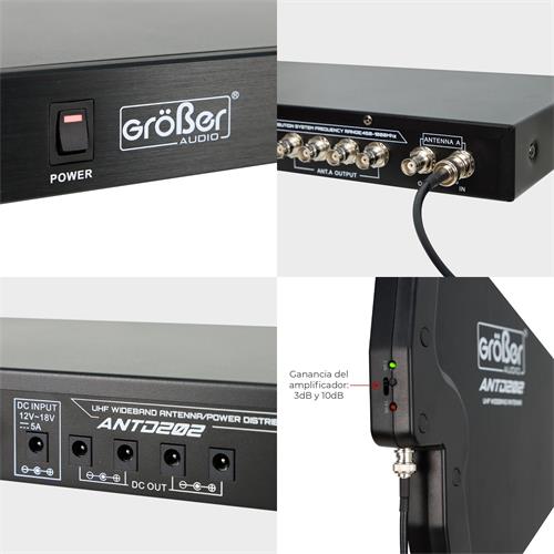 SISTEMA AMPLIFICADOR DE ANTENAS UHF PARA MICROFONOS INALAMBRICOS - SET 3CTN