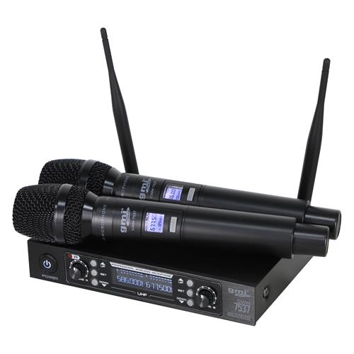 MICROFONO INALAMBRICO MULTIFRECUENCIA DOBLE UHF CON BATERIA RECARGABLE