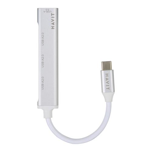 CONCENTRADOR HUB TIPO-C C/3 USB 2.0 + 1 USB 3.0