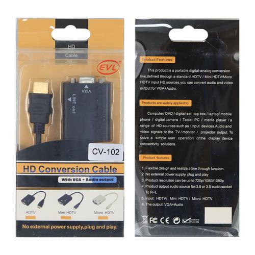 CONVERTIDOR HDMI A VGA/AUDIO C/CABLE