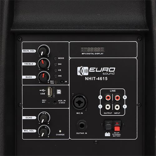 CAJA AMPLIFICADA PORTATIL 15 PULGADAS USB/BT/SD 60.000W CON PEDESTAL Y MICROFONO - DIST