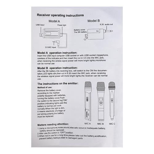 MICROFONO INALAMBRICO SEMI-PROF. VHF