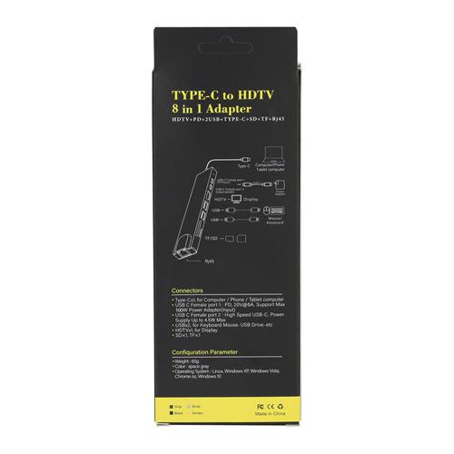 CONCENTRADOR HUB TIPO-C 8 EN 1