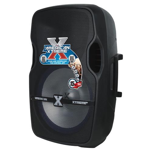 CAJA AMPLIF. 15 100.000W NEGRA CON PEDESTAL / MICROFONO / LUZ LED - DESC