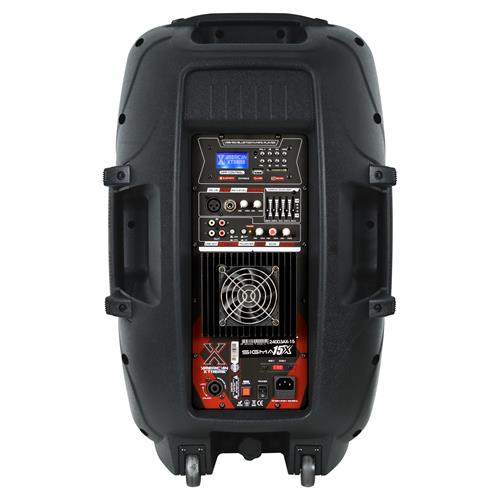 CAJA AMPLIF. 15 100.000W NEGRA CON PEDESTAL / MICROFONO / LUZ LED - DESC