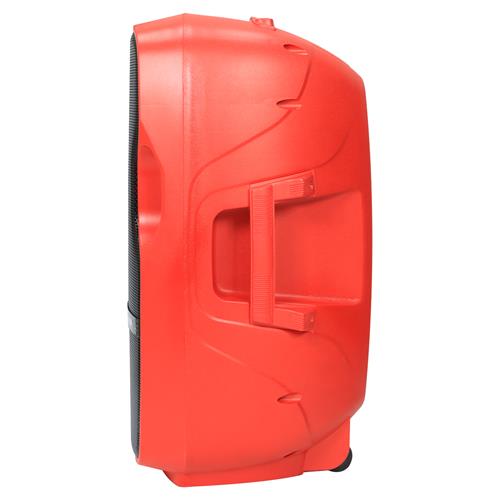 CAJA AMPLIF. 15 100.000W ROJA CON PEDESTAL / MICROFONO / LUZ LED - DESC