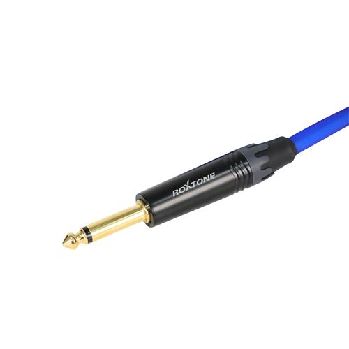 CABLE PARA INSTRUMENTO 1 PLUG 6.3MN X LADO TRANSPARENTE AZUL 3MT (TBU)