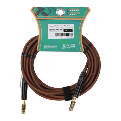 CABLE PARA INSTRUMENTO 1 PLUG 6.3MN X LADO TRANSPARENTE CAFE 6MT (TBN)