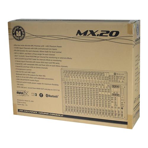 CONSOLA PASIVA MX-SERIE 20 CANALES CON DSP/USB/BT