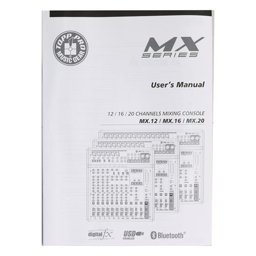 CONSOLA PASIVA MX-SERIE 20 CANALES CON DSP/USB/BT