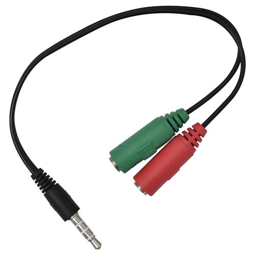CABLE SEPARADOR AUDIFONO/MIC 2 JACK 3.5 X 1 PLUG 3.5 0.2M