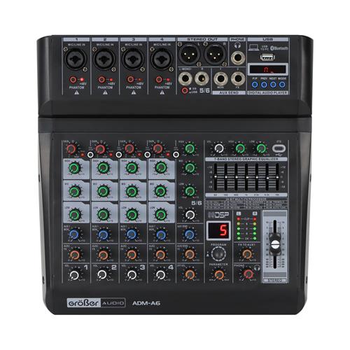 CONSOLA PASIVA PROFESIONAL 6 CANALES CON USB/BLUETOOTH/FX/PC LINK