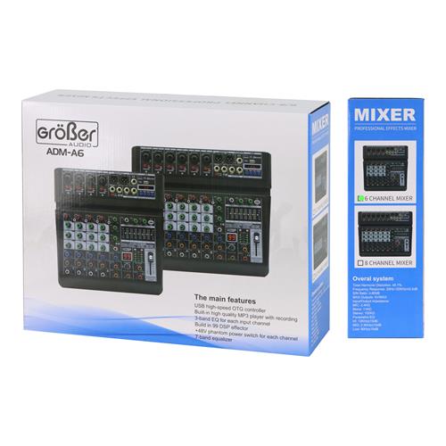 CONSOLA PASIVA PROFESIONAL 6 CANALES CON USB/BLUETOOTH/FX/PC LINK