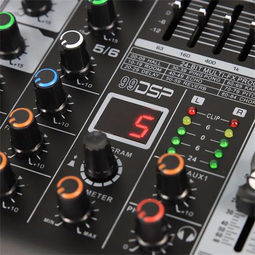 CONSOLA PASIVA PROFESIONAL 6 CANALES CON USB/BLUETOOTH/FX/PC LINK